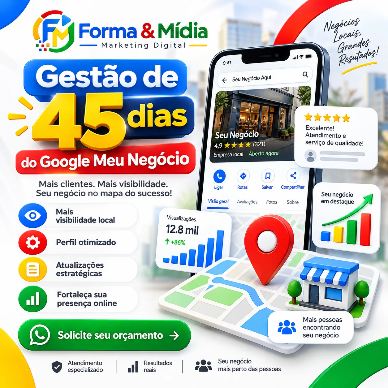 Arte da Forma & Mídia sobre Gestão de 45 dias do Google Meu Negócio