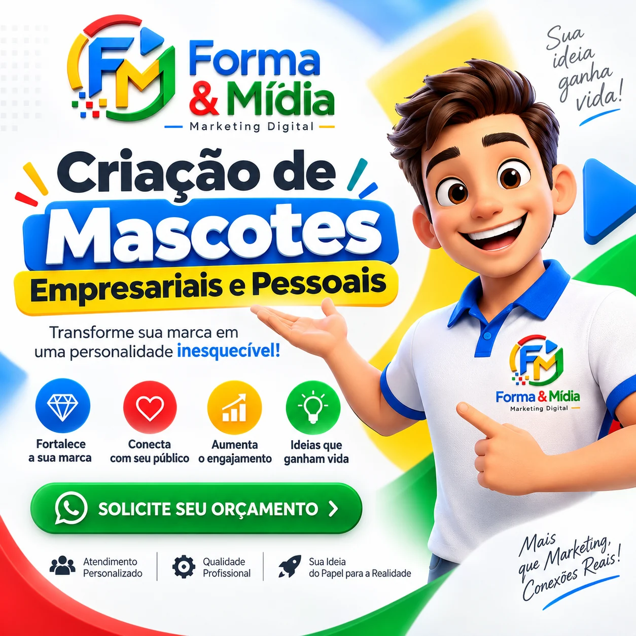 Arte da Forma & Mídia sobre Criação de mascotes empresariais e pessoais